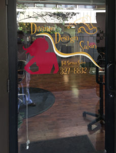 The entrance door to Divine Design Salon in Santa Rosa